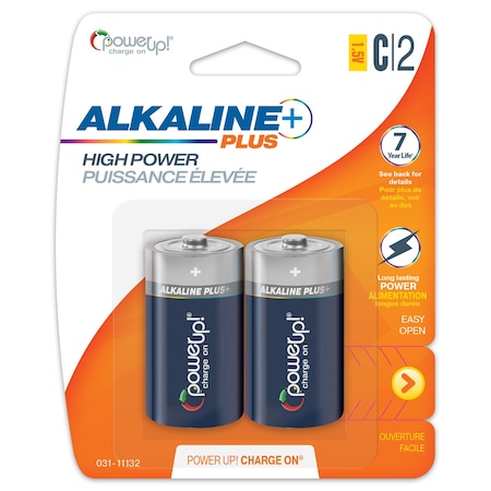 Power Up! Batteries Alkaline Plus C, PK 2 031-11132